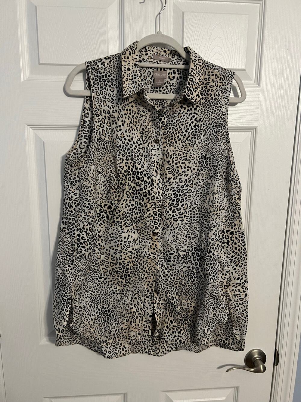 Chico's Linen Cheetah Print Shirt – Size 2 (US Large) – Animal Print